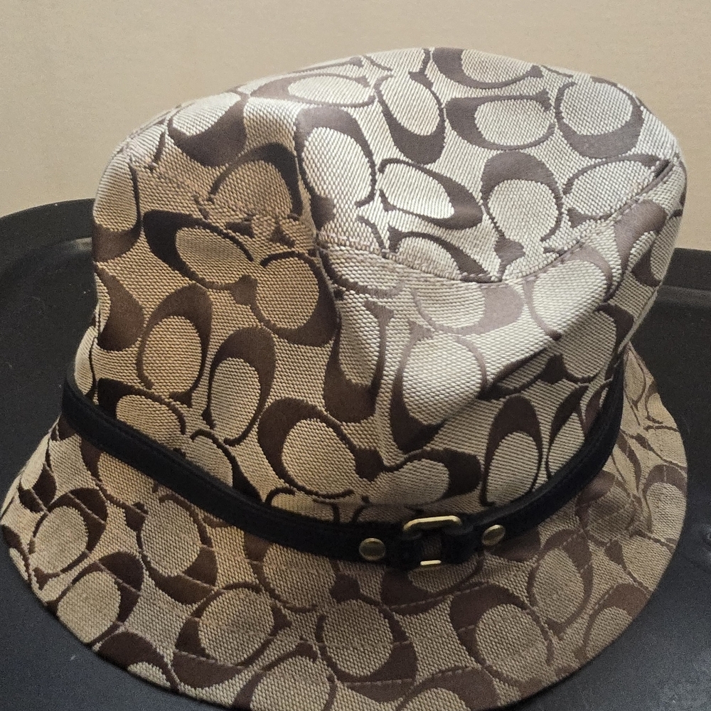 Coach Signature Jacquard Bucket Hat, Brown, Sz. XS/S.